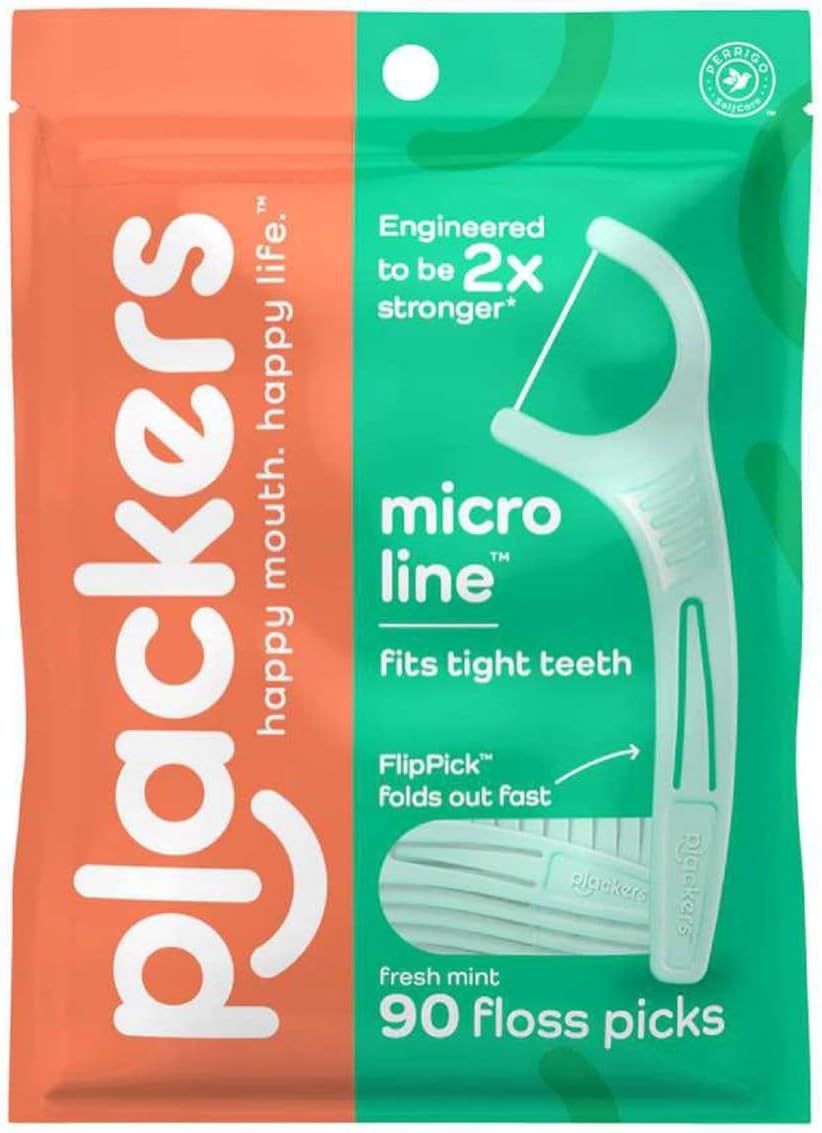 Plackers Micro Dental Flossers, Mint, (Pack of 36), 90 Count (Pack of 3), 270 count