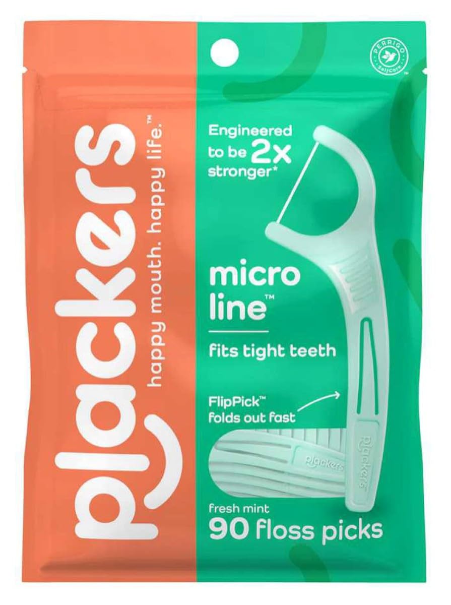 PLACKERS Micro Mint Freshens Breath, Dental Flossers Mint 90 Each thumbnail 3
