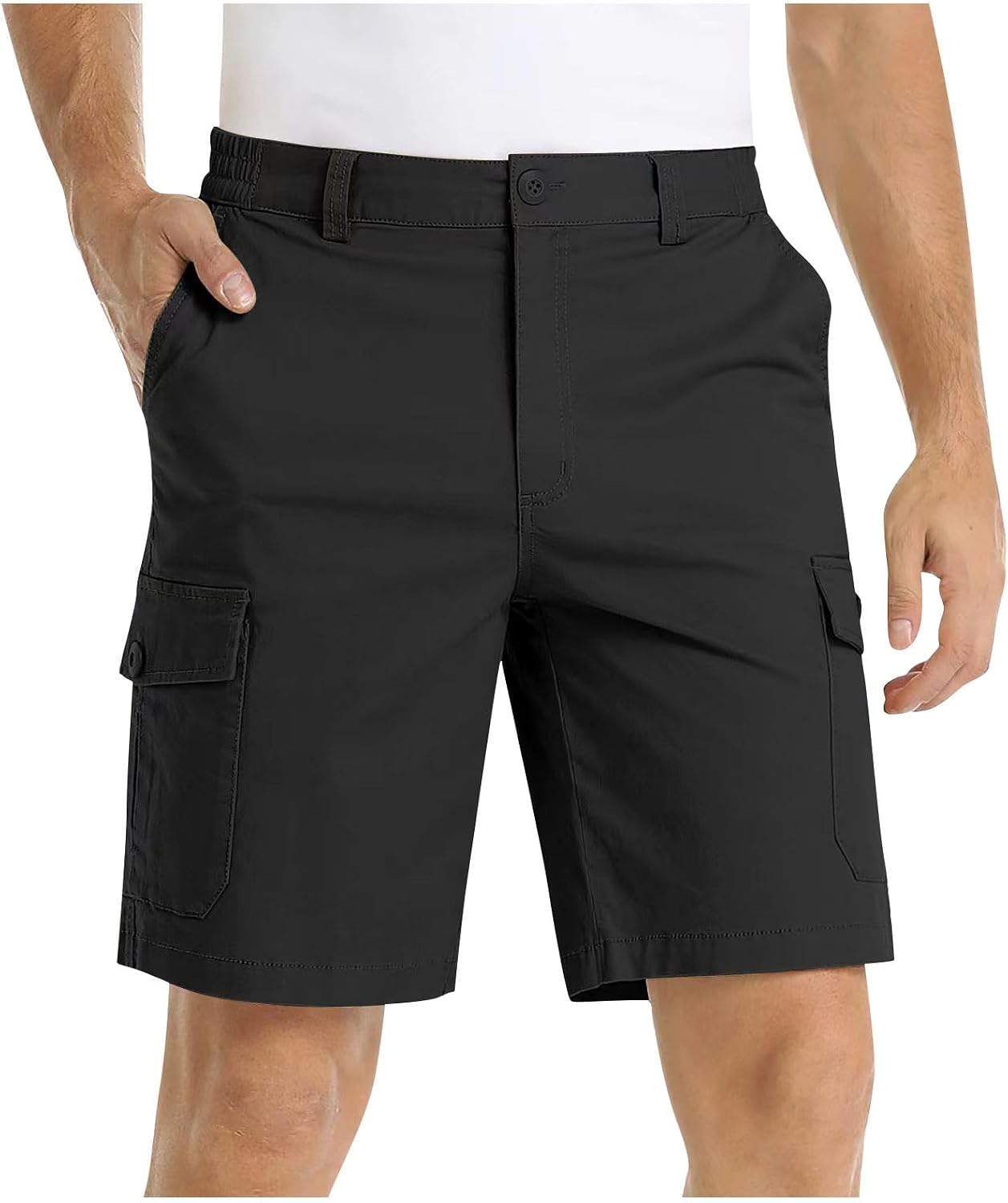 SGASY Cargo Shorts for Men Stretch Waist Casual Lightweight Comfy Pants Hiking Outdoor Work Short Pant with Multi Pockets