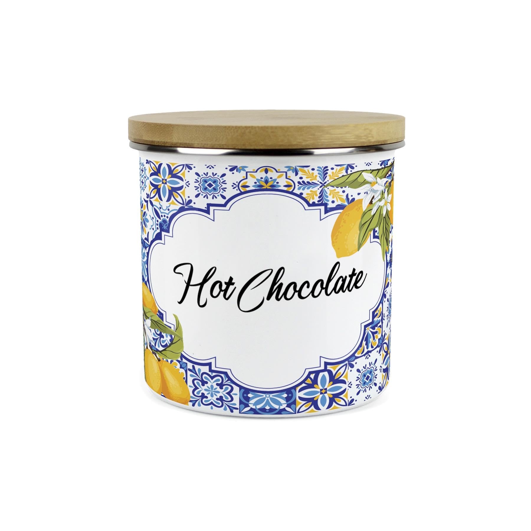 Purely Home Amalfi Hot Chocolate Canister - 1.2L Enamel Kitchen Storage Gift