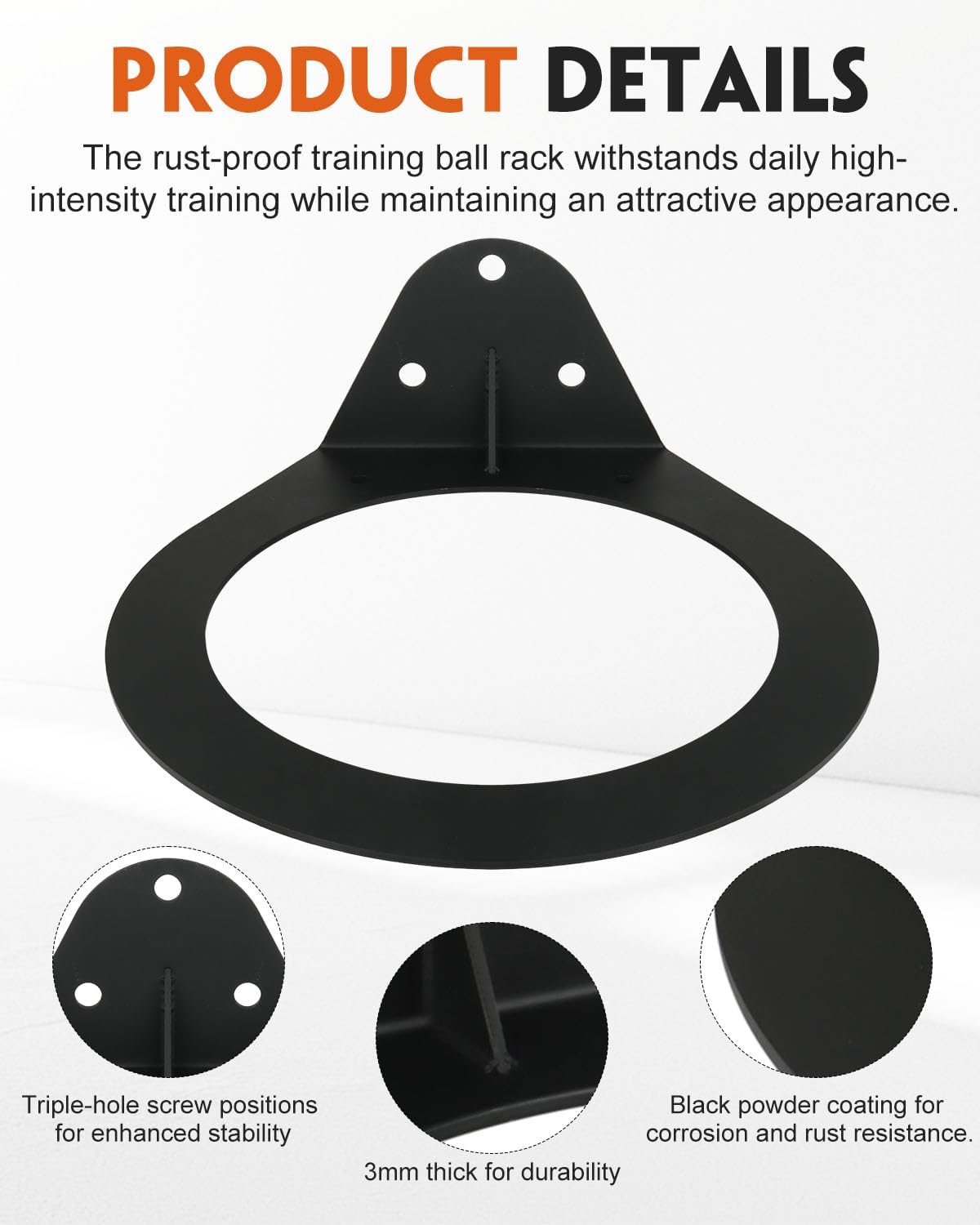 MUZIK Heavy Duty Medicine Ball Rack Wall Mount, 440 lbs Capacity Space Saving Slam Ball Holder for Gym Home Commercial,8.9 Inch 440 lbs Capacity, Heavy Duty Steel with Powder Coated Finish
