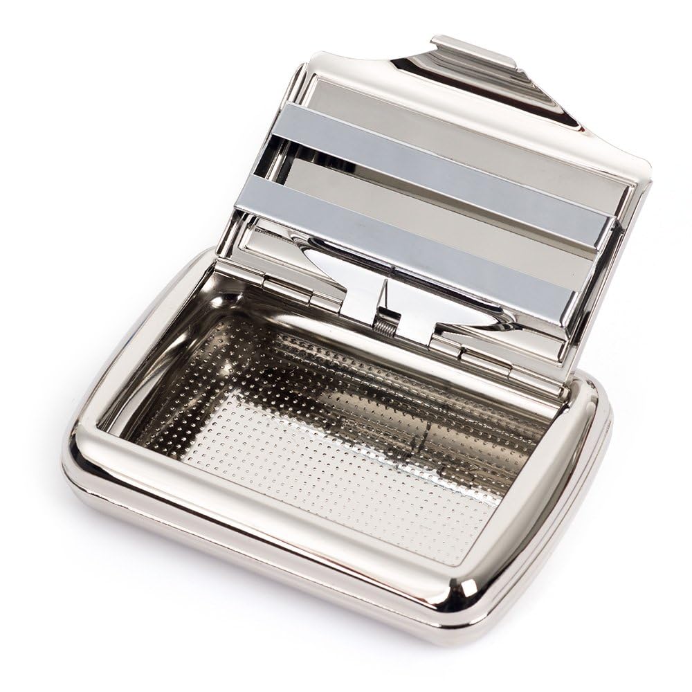 Tobacco Tin with Paper Holder Metal Chrome Finish 9.5 x 6.6 x 2.2 cm :  Amazon.co.uk: Fashion