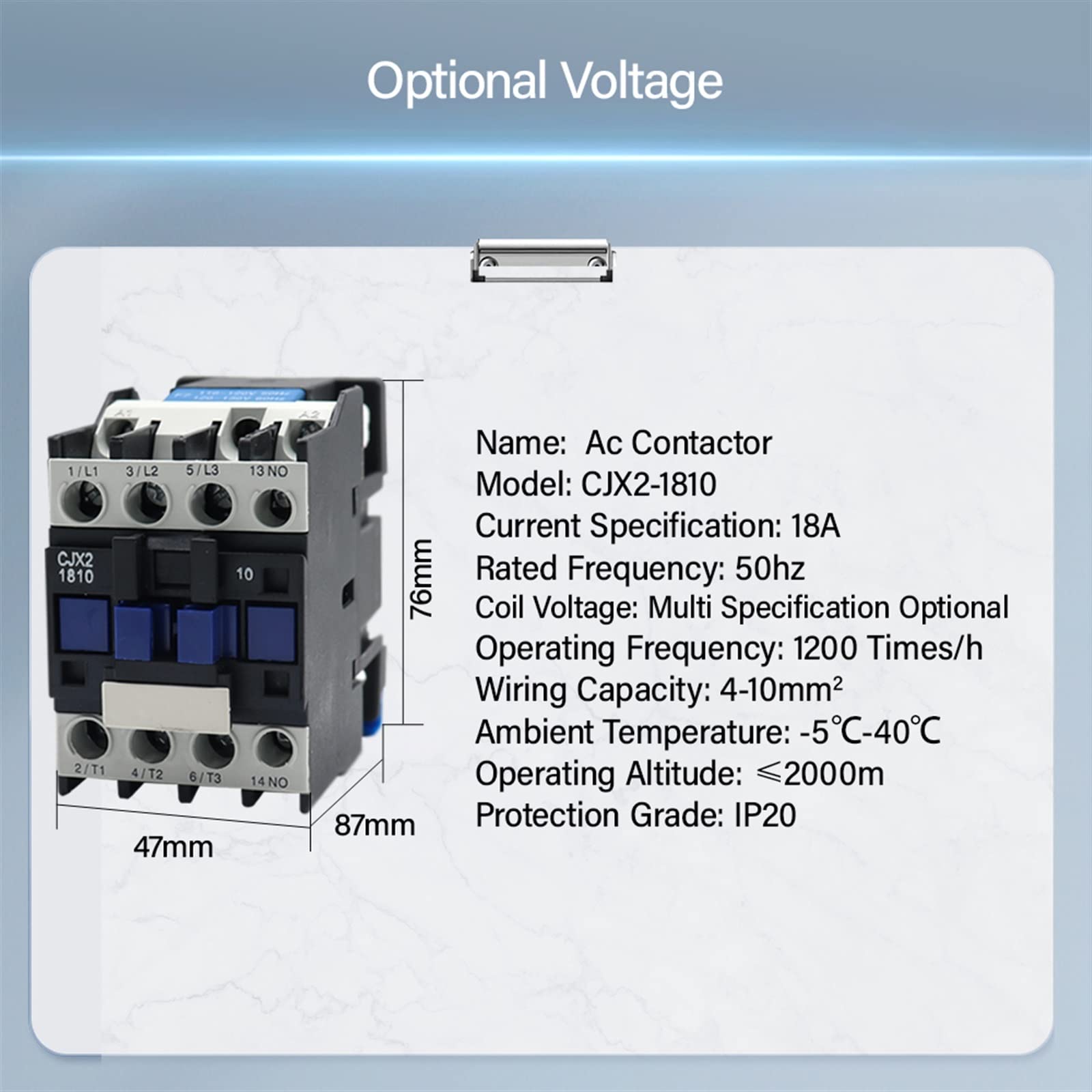 CJX2-1810 LC1 Contactor de CA 18A Trifásico 3 polos NO Voltaje bobina 380V 220V 110V 36V 24V 50/60Hz Montaje en riel 3P+1NO Normal abierto 1 Uds Protección circuito(Ac 24v)