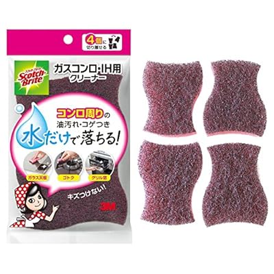 3M キッチン スポンジ たわし ガスコンロ・IH用 ピンク 4個 スコッチブライト GH-4K