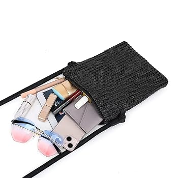 Women Straw Crossbody Purse Bag, Cute Handwoven Rattan Bag