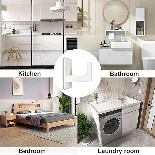 Miniatura 21 de Ganchos para Toallas de Baño, Paquete de 2 Ganchos Cuadrados Autoadhesivos para Abrigos, Gancho Resistente para Bata Sin Perforación, Colgador de