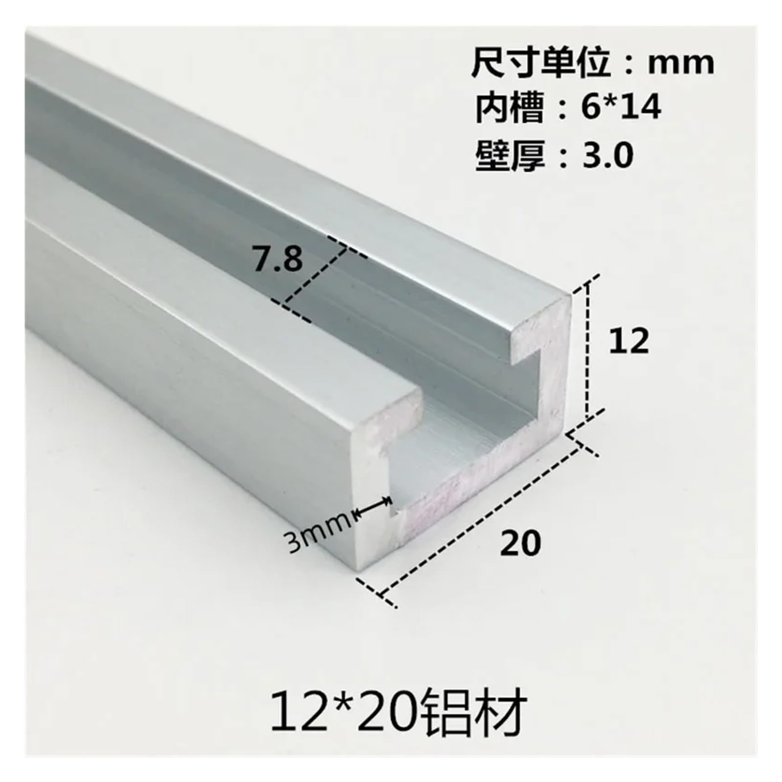 Barra for asta con profilo in alluminio for guida con scanalatura a forma di C(Length 490mm 2Pcs)