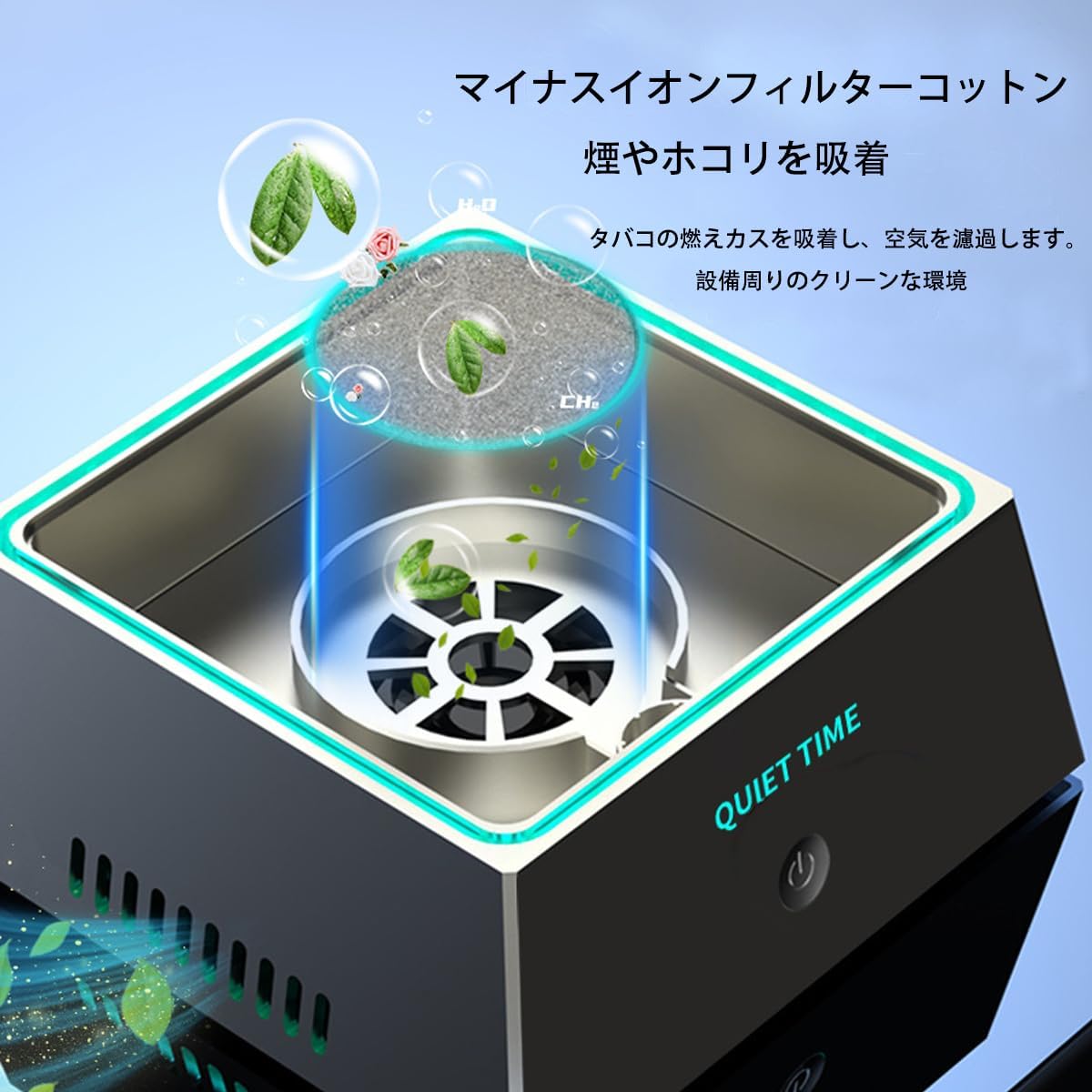 脱臭機 空気清浄機 1台多役 卓上 スモークレス灰皿 吸引力が強い 高性能活性炭フィルター 水洗い可能 マイナスイオン発生器 【ガレイ】
