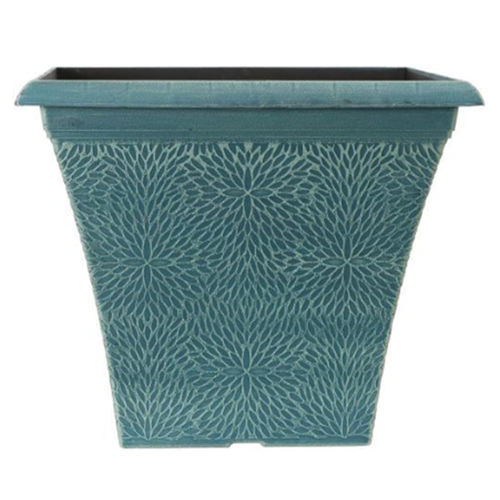 Yougarden Green Pair Of April Indigo Square Plastic Planters, 36Cm Containers For Flowers