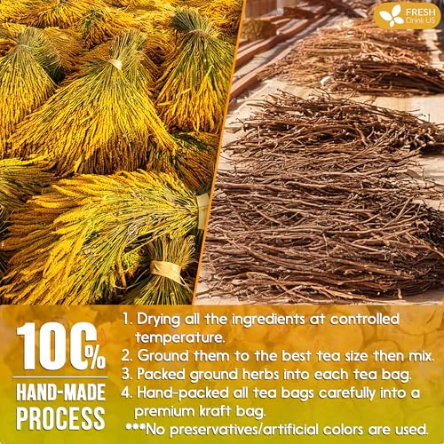 Image of FreshDrinkUS, Premium 55 Mullein Licorice Tea Bags, 100% Natural, Blend of Mullein Leaves, and Licorice Root. Made with Natural Material Tea Bags. No Sugar, Vegan.