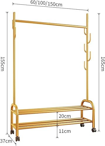 Miniatura 3 de Single Rod Clothes Hanging Rails Portable Movable Garment Rack Heavy Duty Metal Coat Trolley with Lower Storage Shelves and 4 Wheels for Bedroom