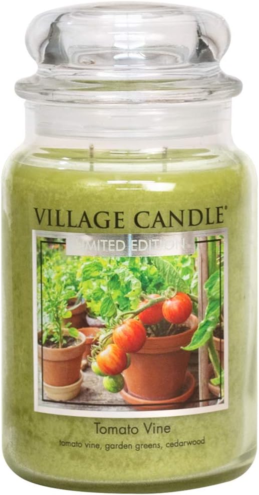Village Candle Tomato Vine 26 oz Glass Jar Scented Candle, Large