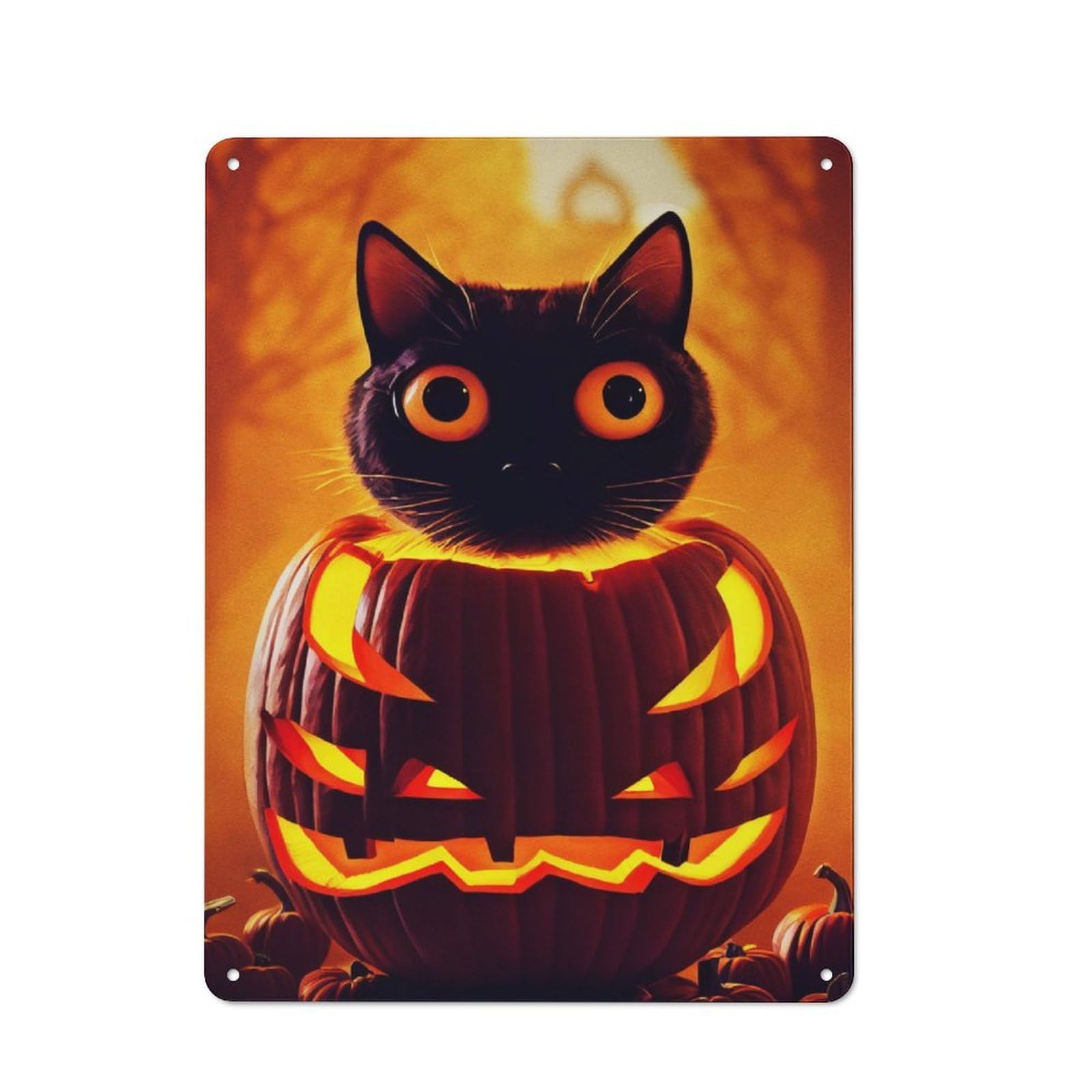 Junmoney Halloween Cat Retro Metal Gift Sign 40X30cm, Home Wall Decor For Flat, Dorm Room, Lounge Or Cafe