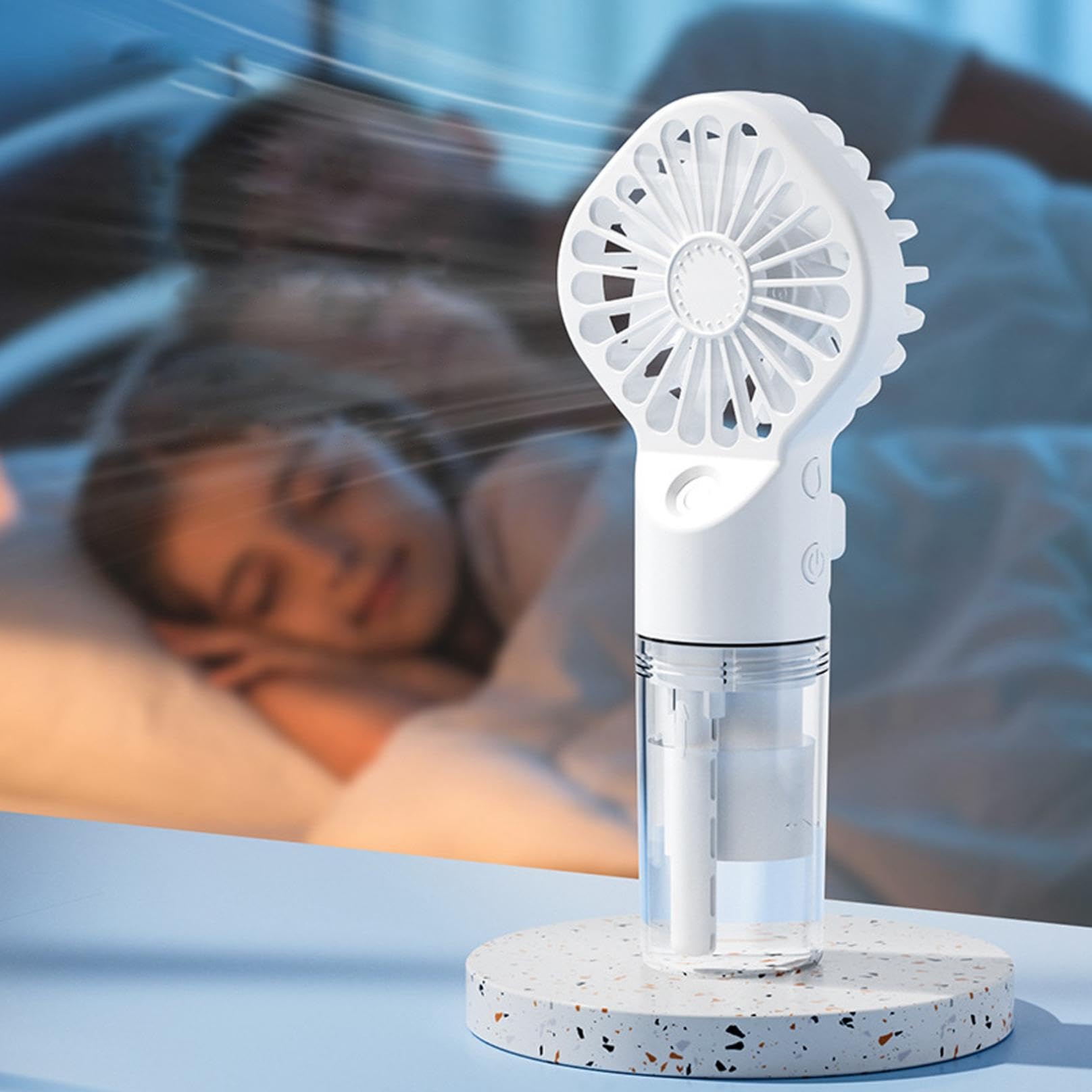 Ventilateur Brumisateur Portable Rechargeable - 4 Vitesses, Réservoir D'eau Transparent, Silencieux, USB-C, Pour Bureau Et Voyage