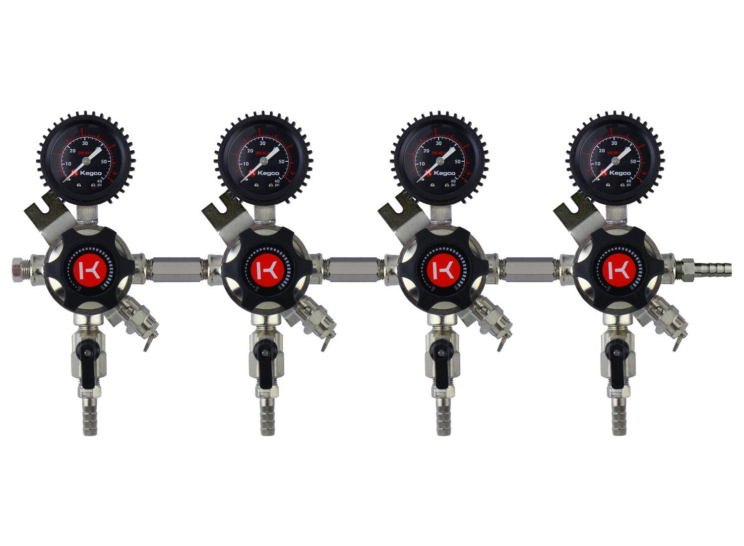 Kegco 3PLHU5S-4 Secondary Regulator, Four Product, Chrome