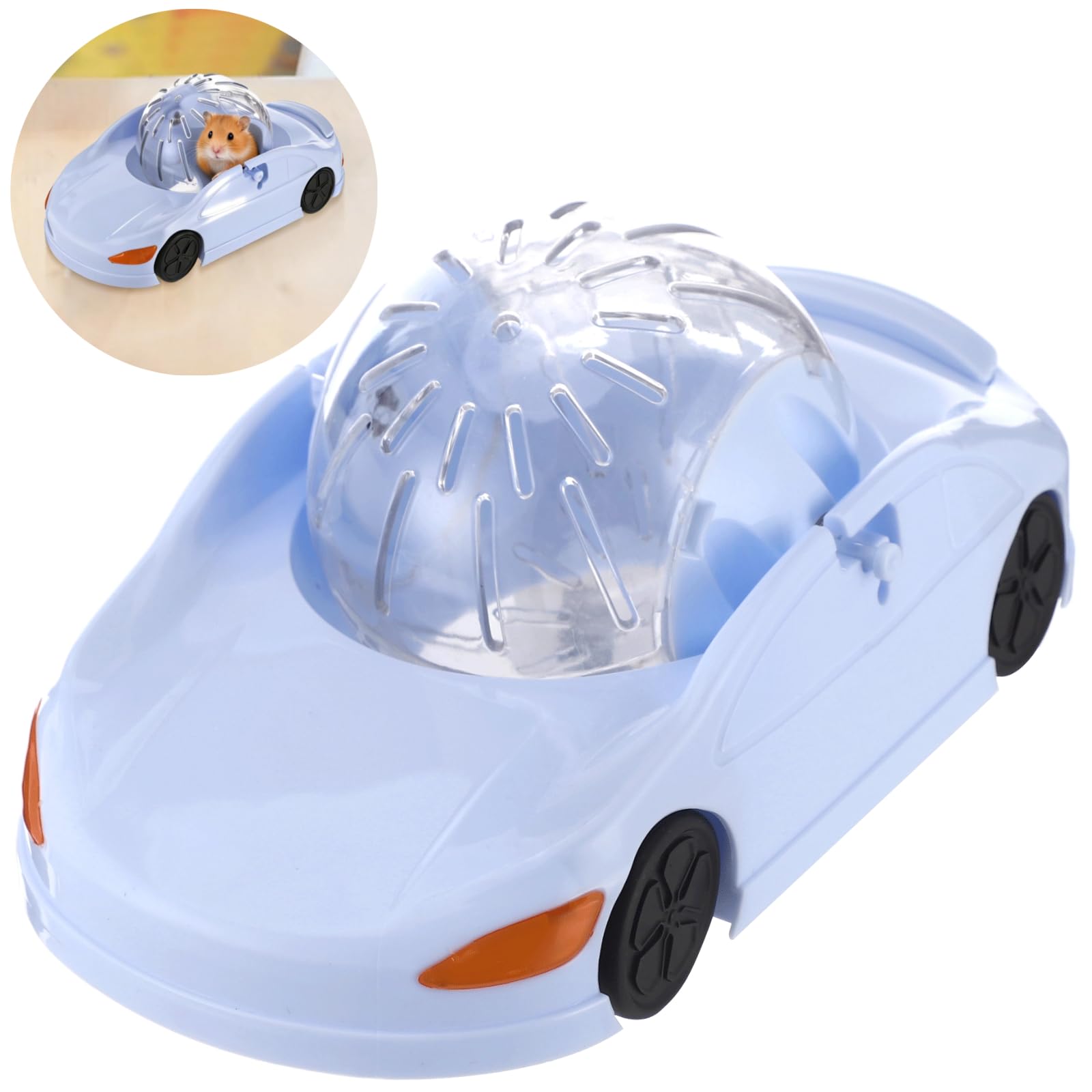 Hamster-Laufrad, Hamster-Auto-Laufkugel mit transparenter Kugel, 3 Modi, Spielzeug für Zwerghamster und Rennmäuse, leise, Stabiler Stand, 360° Sicht, leicht zu reinigen, Blau