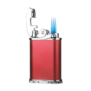 Visol Retro Butane Torch Lighter Triple Flame Refillable Gas Lighter Built-in Cutter Detachable Poker and Windproof Adjustable Flame