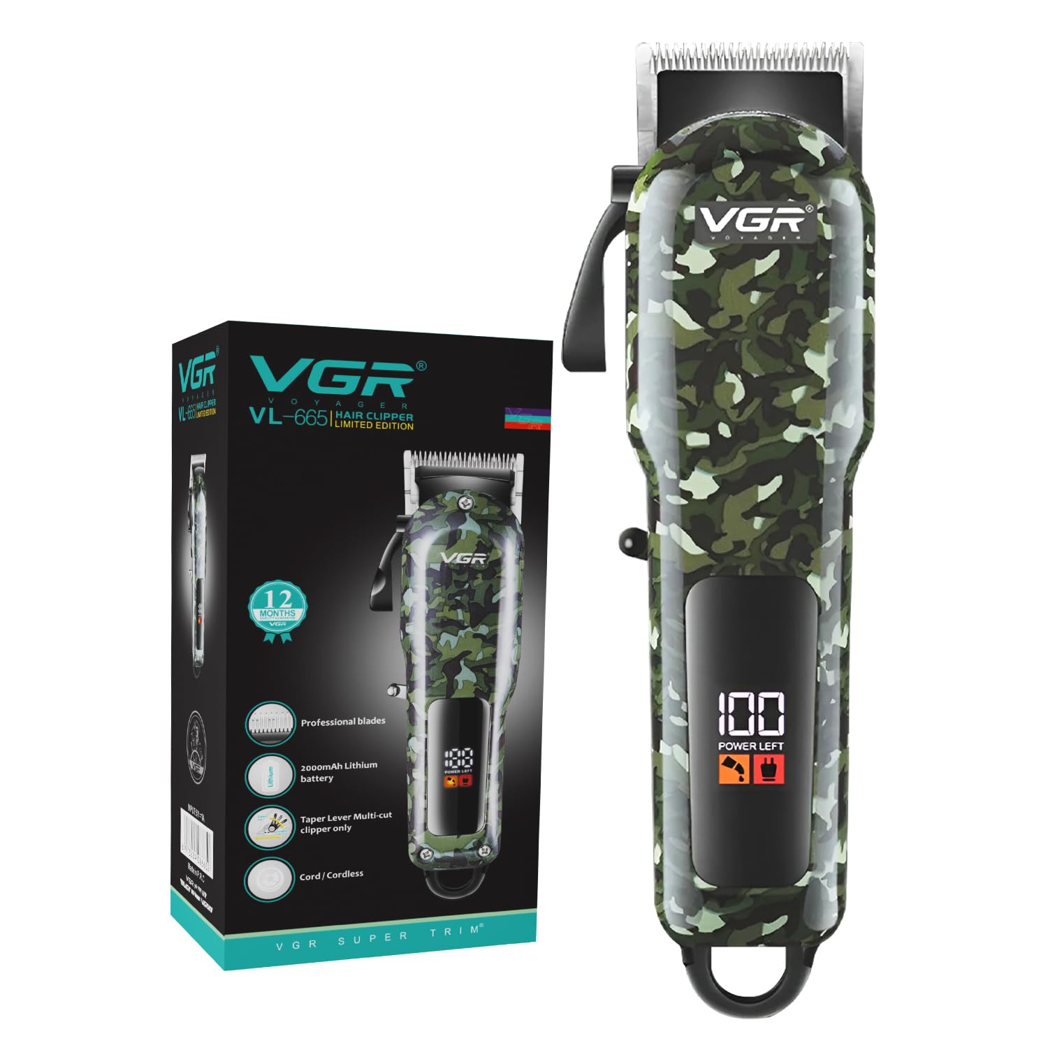 VGR V-665 Professional Beard Trimmer For Men With Quick Charge, 200 Mins Run-time, For Cord & Cordless Use