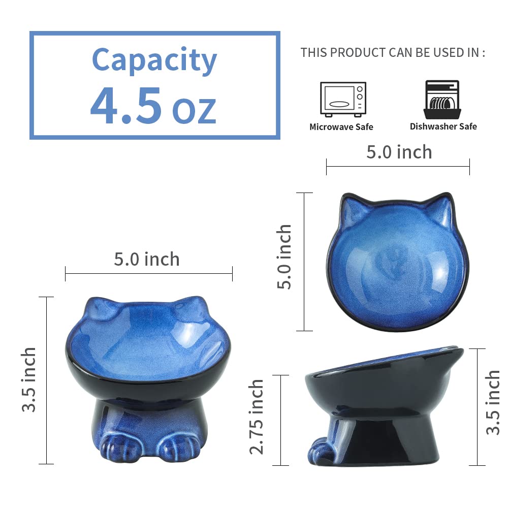 Nihow Ciotole per gatti elevate, ciotola rialzata in ceramica per cibo per