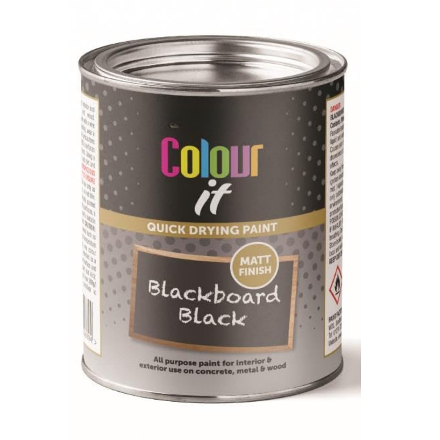 Inspired Essentials 300ml Non Drip Paint Tin Exterior Interior Hard Drying Performance Multi-Purpose Tin for Metal, Wood, Plastic, Walls with Perfect Finish (1, Blackboard Paint Black)