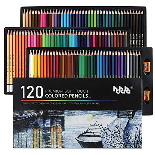 hhhouu 120 Crayons A20 de Couleur Mine douce en Boîte , D'artiste Professionnel Qualité, Idéal pour Adultes et Enfants les livres de Coloriage HO-P120 Cover