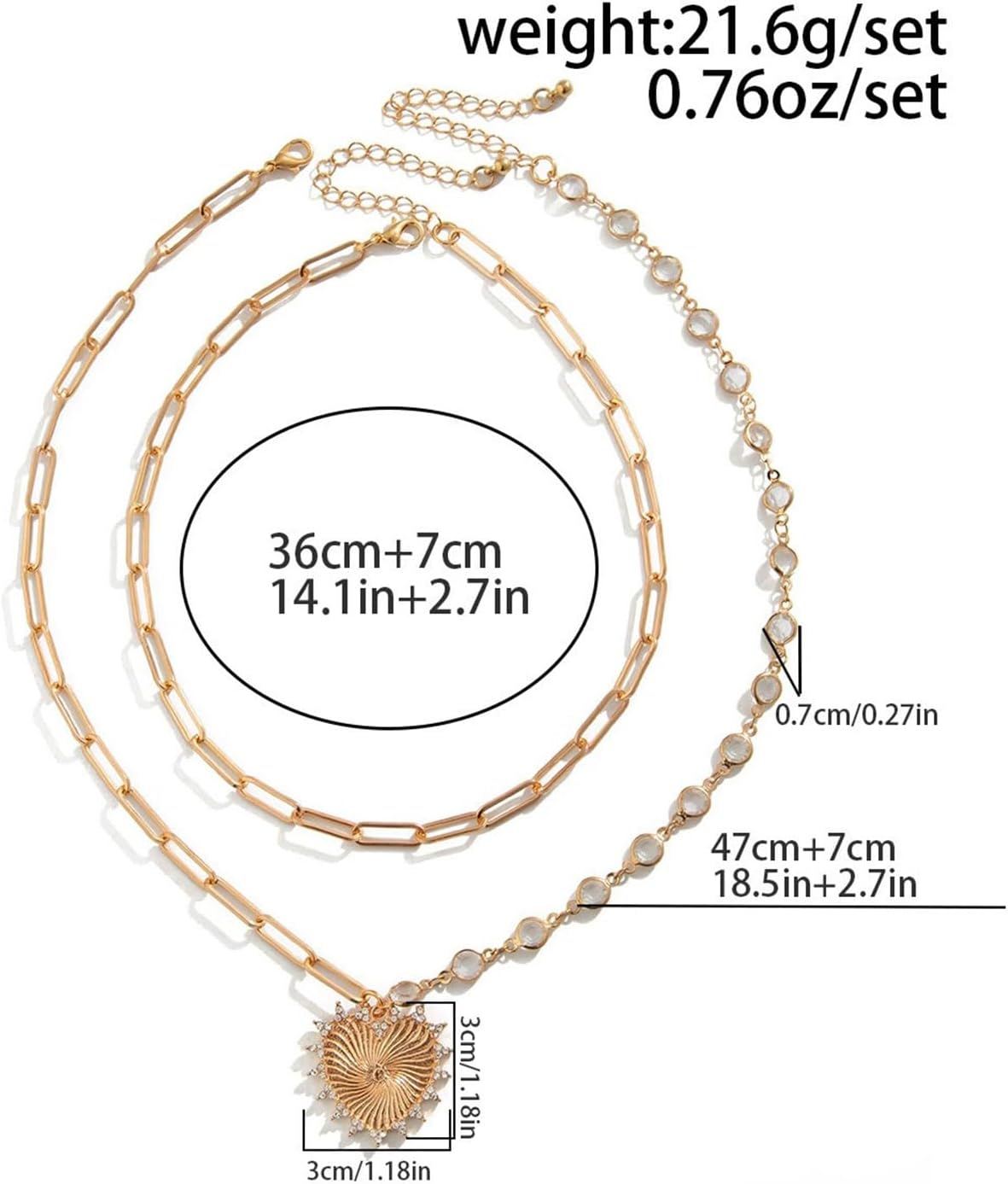 Chunky Gold Heart Pendant Necklace for Women Evil Eye Paperclip Link Chain Necklace Cubic Zirconia Sun Necklace Statement Jewelry Gifts for Women - Image 4