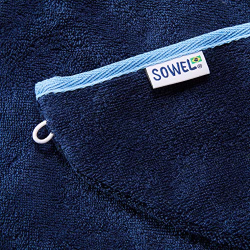 Sowel® Haartulband van 100% biologisch katoen, GOTS-gecertificeerd, tulband handdoek met knoop, dames, marineblauw/blauw - Image 6