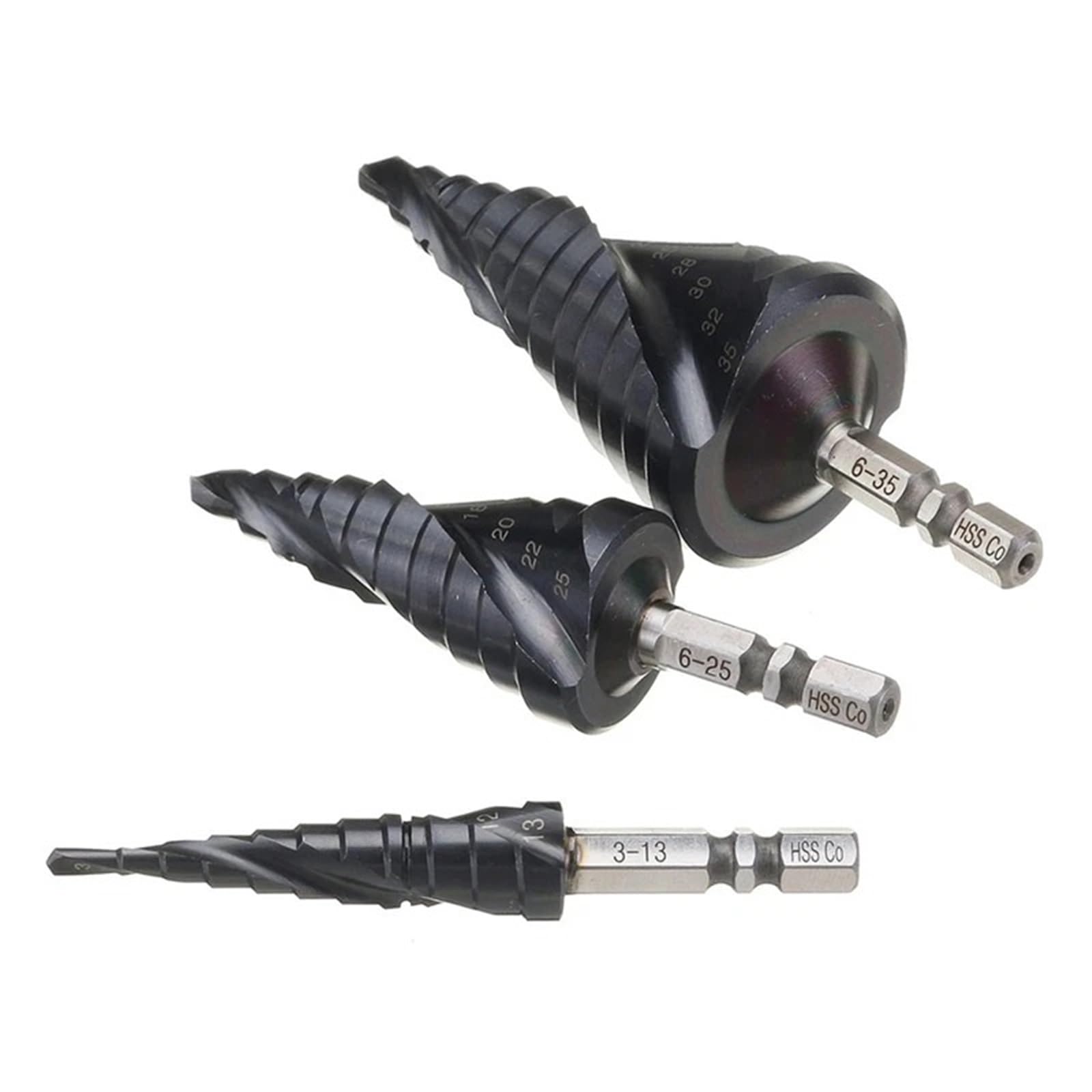 Punta Da Trapano A Gradini Rivestita In Cobalto TiAlN HRC89 M35 | Apriscatole for fori di perforazione in metallo ad alta velocità con codolo esagonale da 1/4 di pollice(5-27mm)