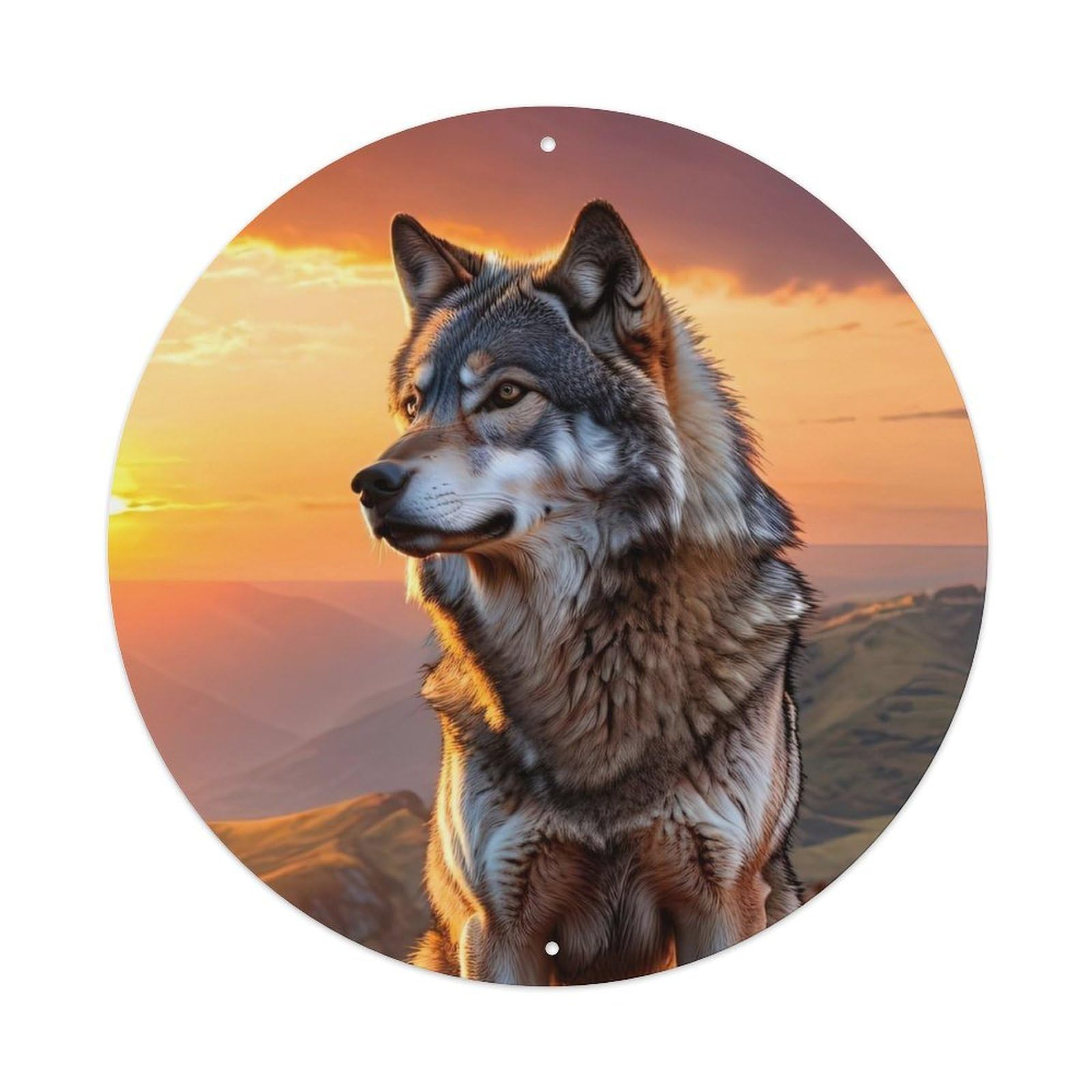 Animal Looking Away from The Wolf Metal Tin Sign
