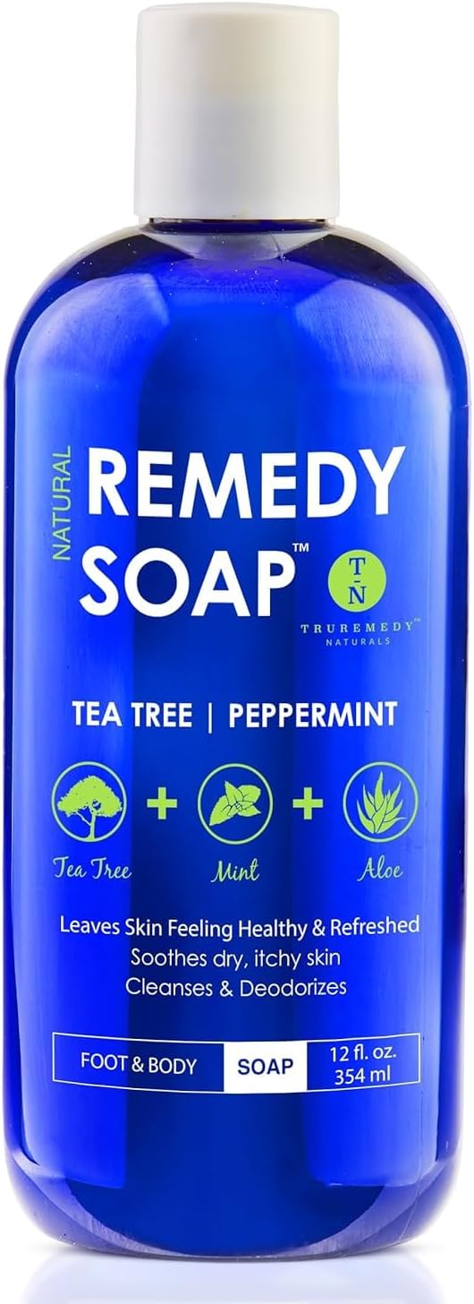 Truremedy Naturals 12 oz Tea Tree Oil Body Wash - Invigorating Tea Tree Soap with Peppermint, Aloe, Eucalyptus, Coconut and Olive Oil - Refreshing Body Wash for Men and Women - Shower Gel Cleanser