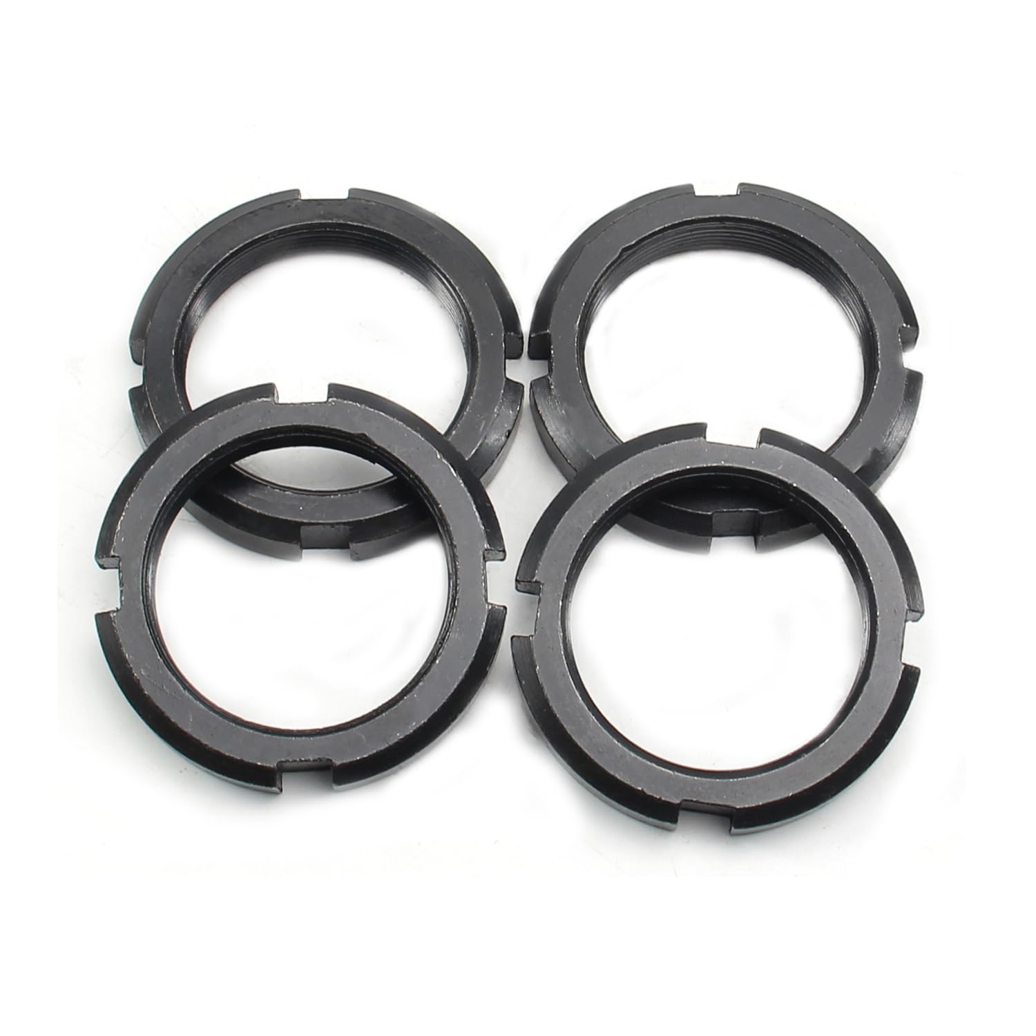 Yinpecly Carbon Steel Retaining Four-Slot Slotted Round Nuts M50 x 1.5mm for Roller Bearing Pump Valve, Black Tone 4 Pcs