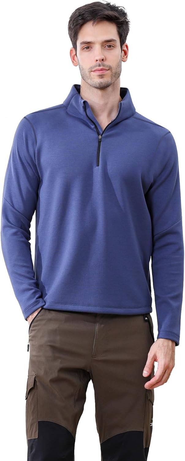 Men's Long Sleeve Running Shirts 1/4 Zip Pullover Mens Moisture Wicking Quick Dry Athletic Workout Shirts Gym Golf