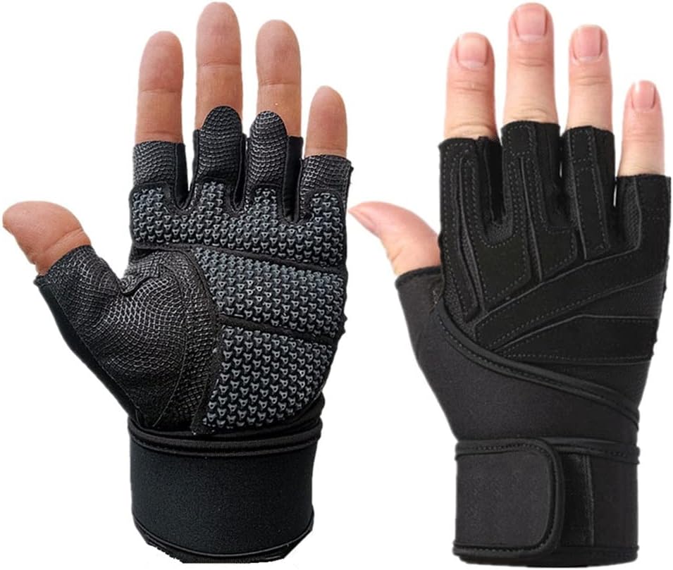 Gym Gloves Bodybuilding Training Gym Gloves Workout Fitness Riding Climbing Mountaineering Gloves (Color : A, Size : M) (A Large)