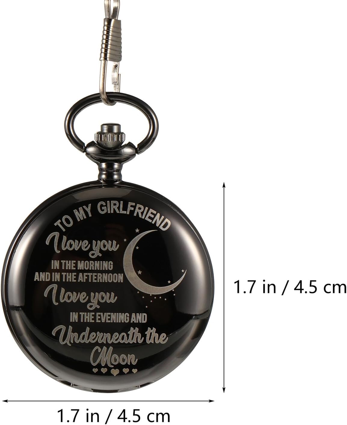 Quartz Pocket Watch with Black Alloy Case, Lettering Style for Women
