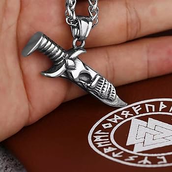 Amazon.com: Mens Punk Gothic Skull Dagger Pendant Necklace