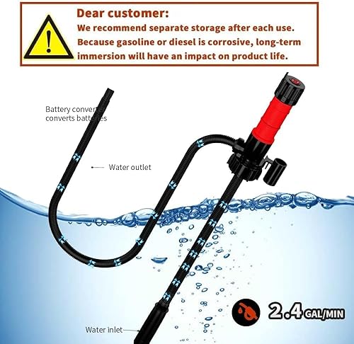 Miniatura 2 de S&L-Winyer Bomba de transferencia de combustible, Aa o 2D alimentada por batería, Adaptador avanzado para latas de todos los tamaños, Bomba de