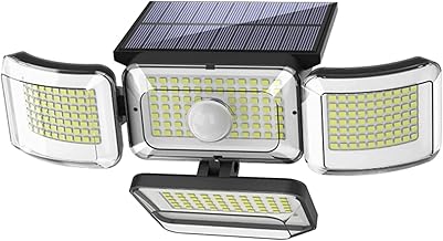 Moniss Luzes solares ao ar livre 288 led lâmpada de sensor solar 4 cabeças ajustáveis luzes do sensor de movimento 3 modos luzes solares ip65 à prova dwaterproof água luzes de movimento solar luzes ao ar livre para garagem quintal pátio jardim caminho