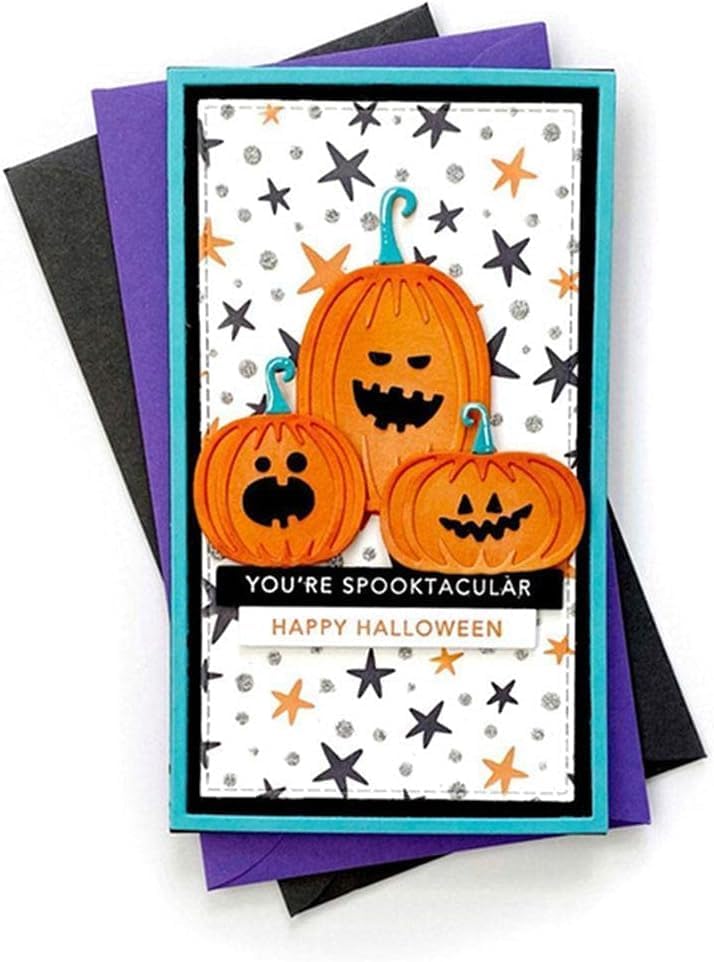 Miniatura 6 de Troqueles de metal de calabaza plateada, cabezas de calabaza, troqueles de corte para fiesta de Halloween, plantillas para hacer tarjetas, álbumes