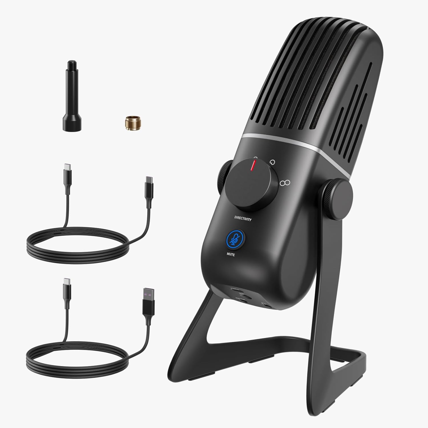 XTUGA X-4 Professional USB Condenser Microphone, Rugged Full-Metal Mic for PC/Mac, 4 Pickup Patterns for Streaming, Podcasting & Gaming, One-Click Mute & Gain Control, Zero-Latency Monitoring