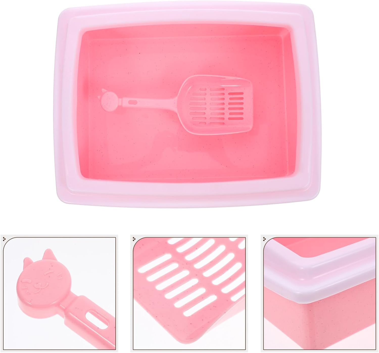 Low Entrance Cat Litter Box Semi-Enclosed Design for Easy Access Portable Nonstick Litter Tray for Kittens and Adult Cats Easy Cleaning