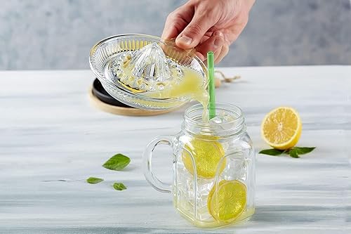 Miniatura 4 de Exprimidor de limón de vidrio, exprimidor manual para naranja, pomelo, cítricos pequeños, extractor manual con mango y boquilla de vertido, vidrio