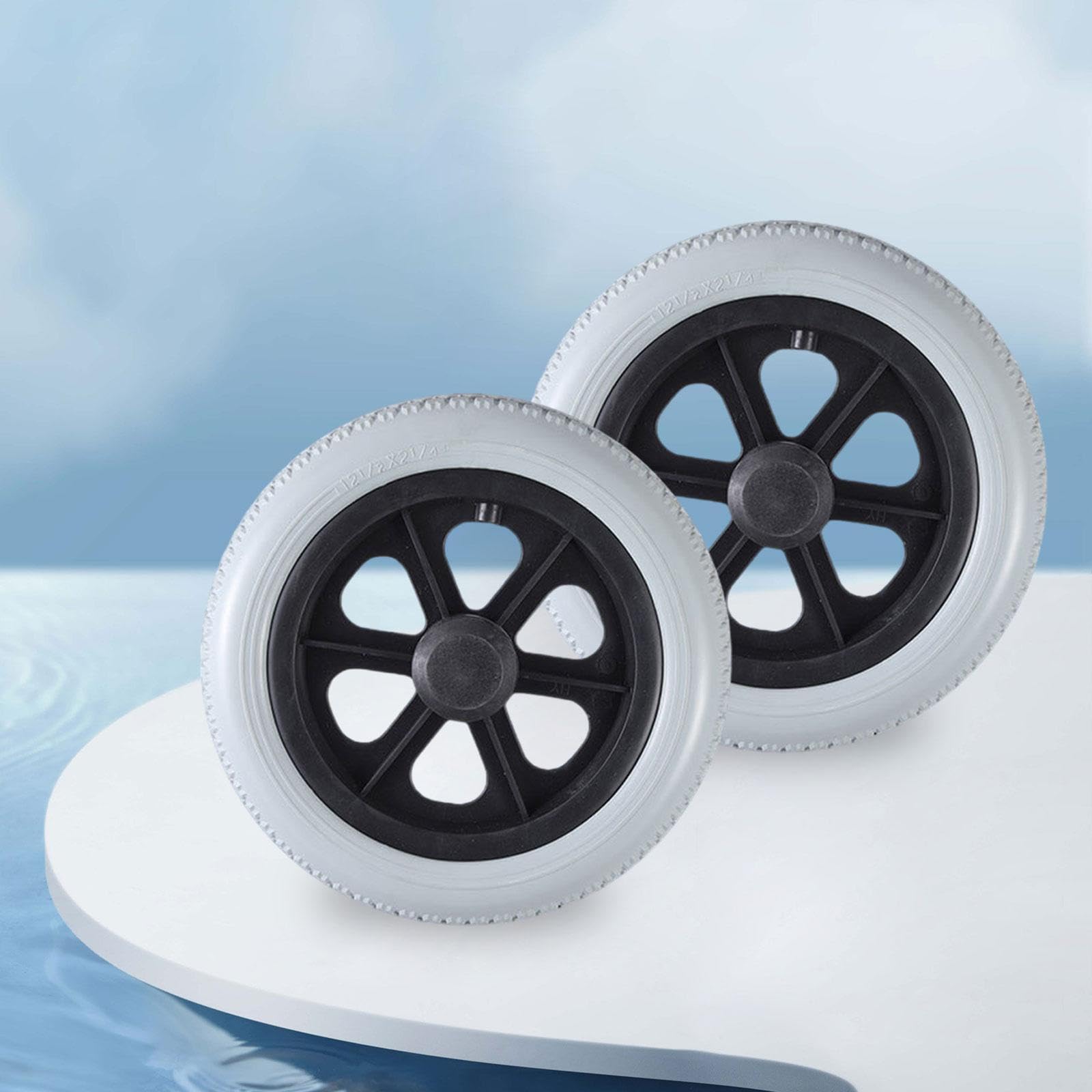Qianly 2 Neumáticos Macizos para Silla de Ruedas, Rueda Delantera de 12 Pulgadas, Accesorio de Repuesto para Sillas de Ruedas, Gris