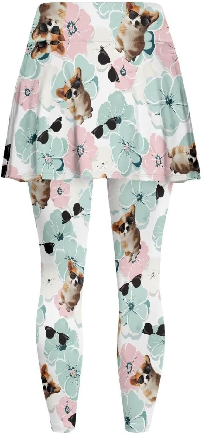 Stylish Tennis Leggings with Skirt for Women Comfortable Skirted Leggings Stretchy Yoga Golf Skorts Sporty Outfits