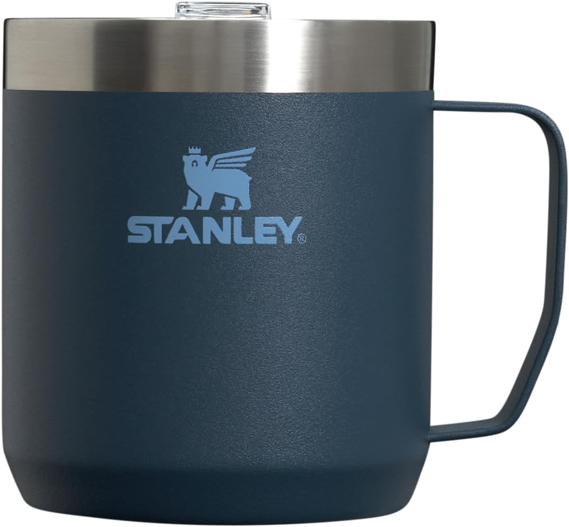 Stanley Stay Hot Camp Mug - Durable 18/8 Stainless Steel Insulated Mug - Splash-Free Tritan™ Drink-Thru Lid - 12 OZ - Navy