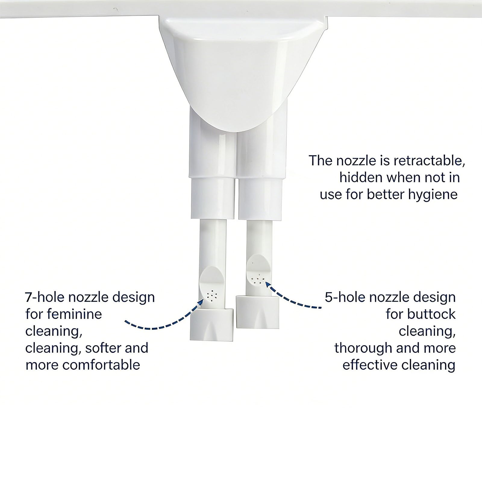 Boquilla retráctil para bidé diseñada para una limpieza sencilla y agua variable para adaptarse a todos los usuarios. Boquilla retráctil para bidé