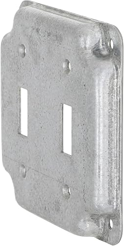 Vista 72 de Hubbell-Raco 902C 1 receptáculo dúplex de 4 pulgadas, cubierta cuadrada de trabajo expuesta, color plateado