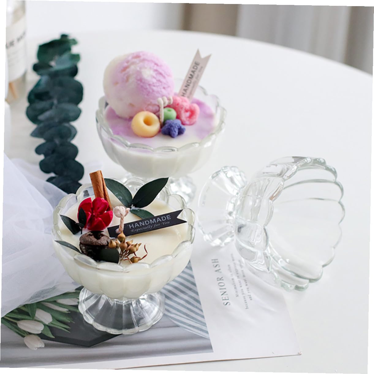 6 Vasos de Vidrio Transparentes para Postres de 100ml Reutilizables y Moldeados Pieza, Ideales para Helados y Pudines en Cocina