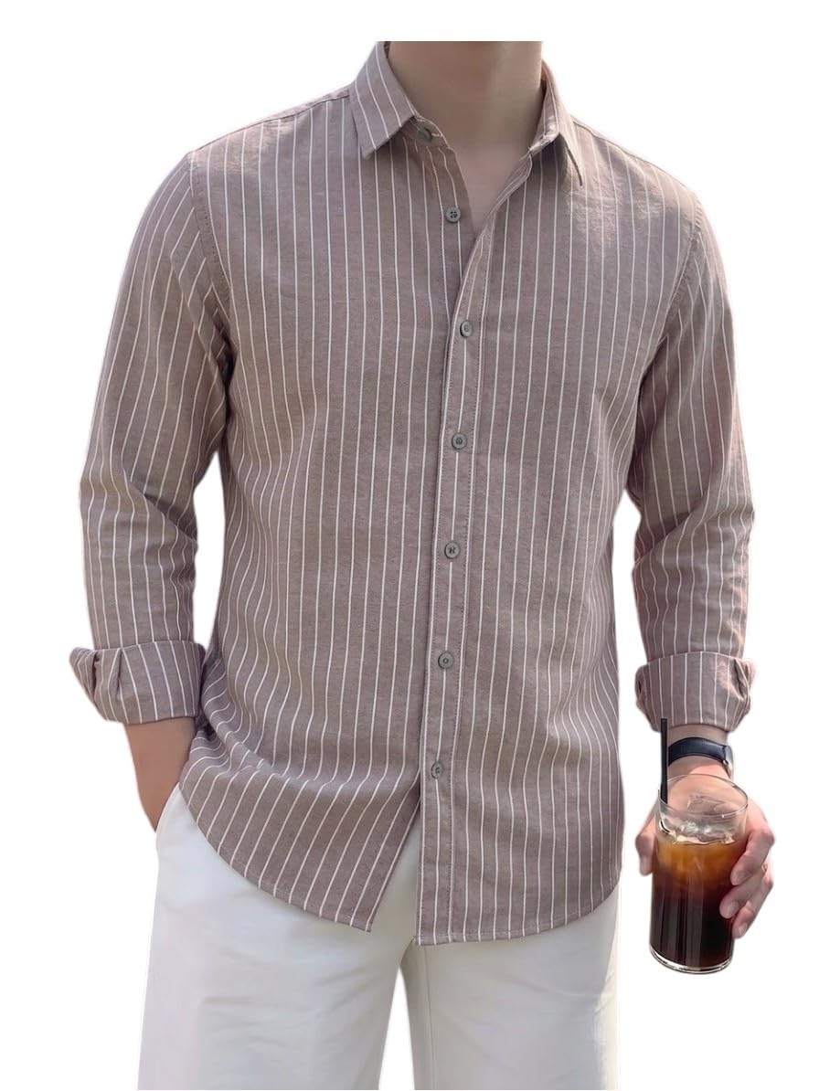 Men's Casual Striped Stylish Latest Formal Shirt for Men|Men's Full Sleeve Shirt-picture-15