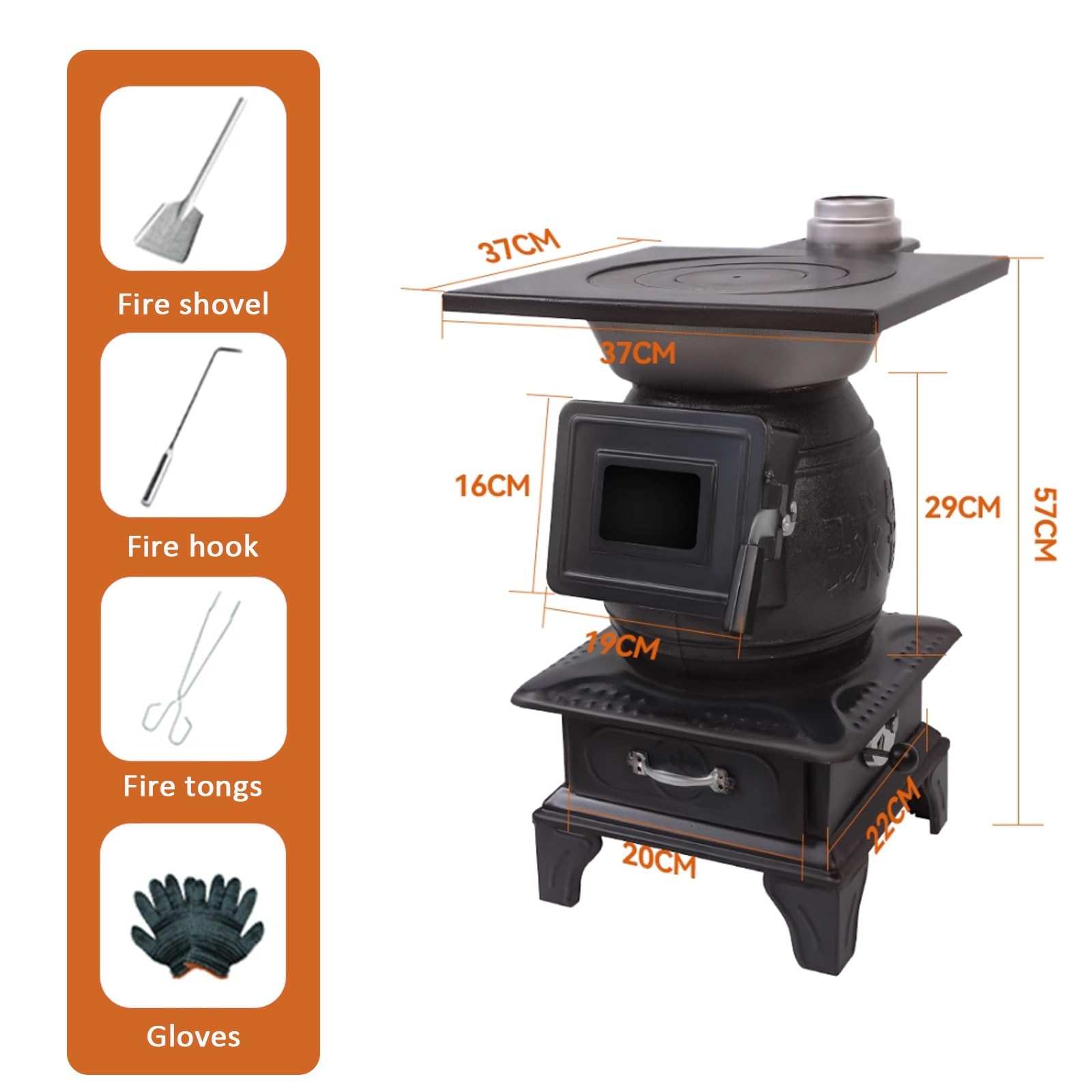 Stufa A Legna Economica, Stufa A Pellet Idro Con Uscita Fumi Densa, Ganci, Pinze, Pale For Barbecue, Picnic, Riscaldamento E Cucina