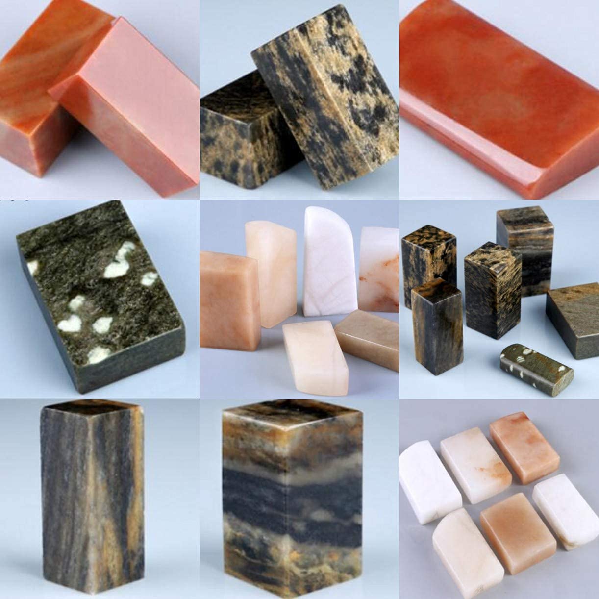 ZHONGJIUYUAN 16 piezas DIY sello talla sello Kunlun piedra congelada práctica sello material talla